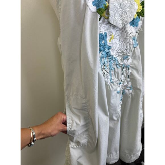 Johnny Was 3J Floral Embroidered Applique Sun Dress Halter Tie Neck Open Back S - Picture 8 of 13